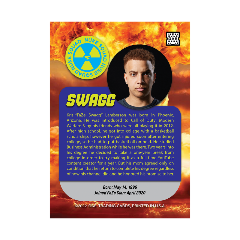 Faze Swagg Official GAS Rookie Card *COMING SOON*